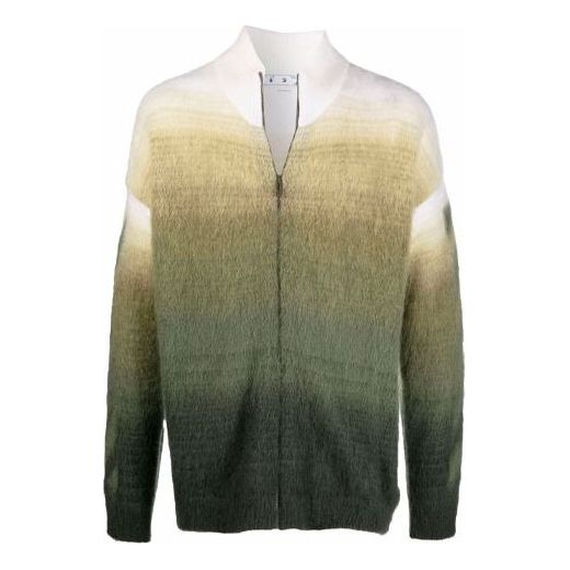 Пуловер Off-White Off-White FW21 Arrow Pattern Zipper Cardigan Зелено | OMHF032F21KNI0015555