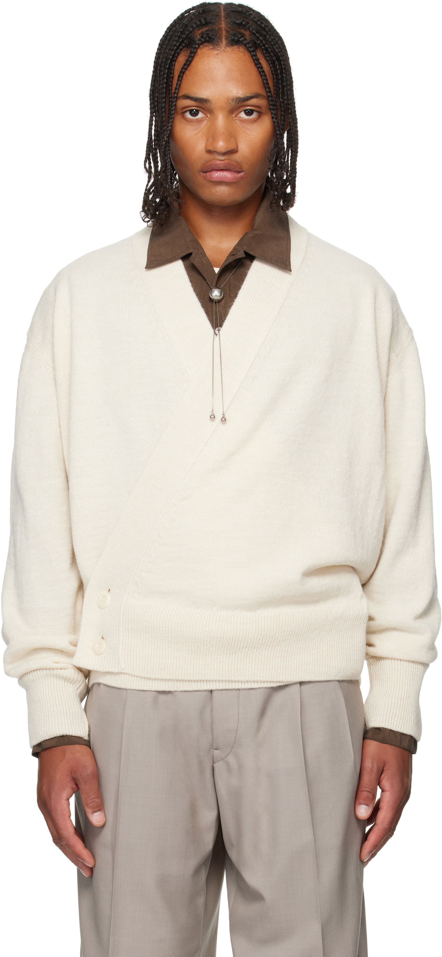 Пуловер LEMAIRE Lemaire Wrap Cardigan Бяло | TO1476 LK1028, 0