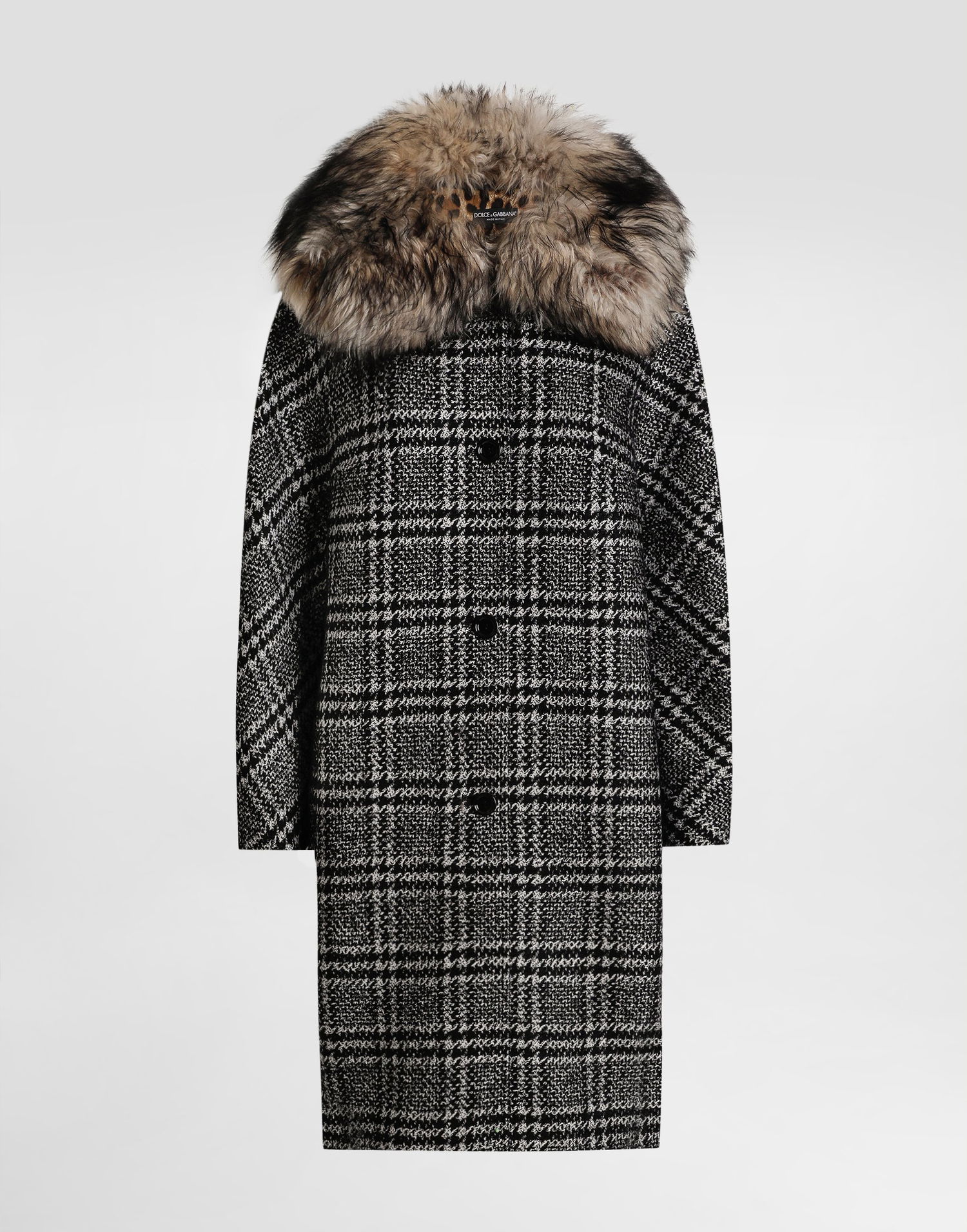 Палта Dolce & Gabbana Glen Plaid Coat with Fur Collar Многоцветен | F0GHGTFQZAHS8100, 0