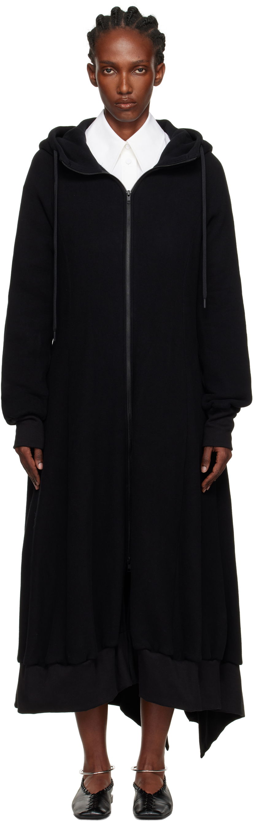 Pокля Yohji Yamamoto YOHJI YAMAMOTO Hooded Track Maxi Dress Черно | FM-D51-002