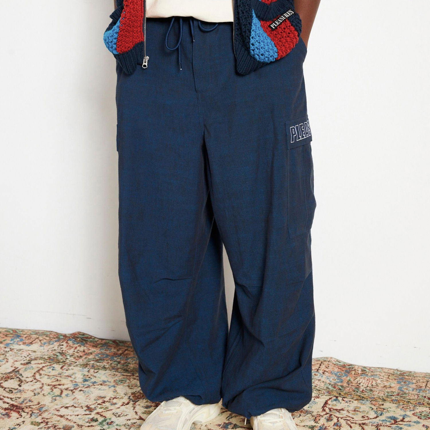 Карго панталони Pleasures Visitors Wide Fit Cargo Pants Тъмно синьо | P23F012-NAVY, 0