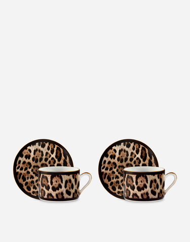 Домашен декор Dolce & Gabbana Casa Leopard Print Gift Box With 2 Porcelain Teacups With Saucers Многоцветен | TC0S24TCA71UL003, 1