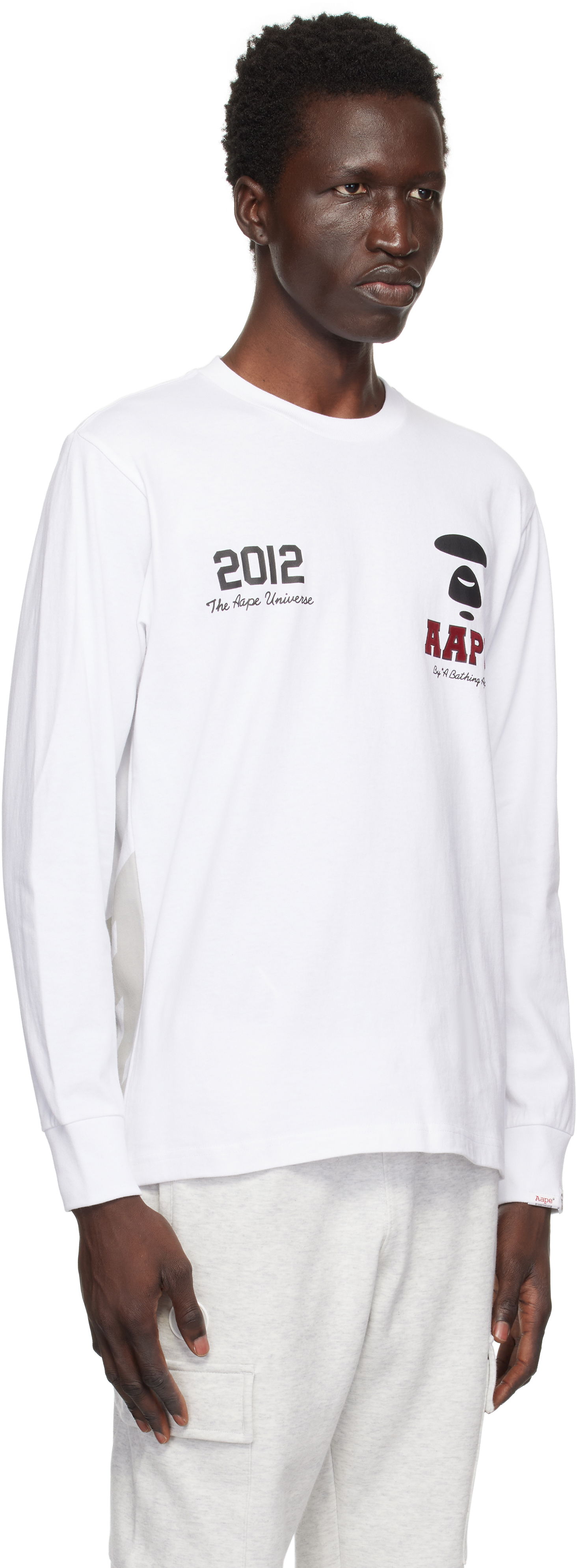 Тениска AAPE by A Bathing Ape AAPE by A Bathing Ape Basic Long Sleeve T-Shirt Бяло | AAPLTM1558XXNWHX, 1