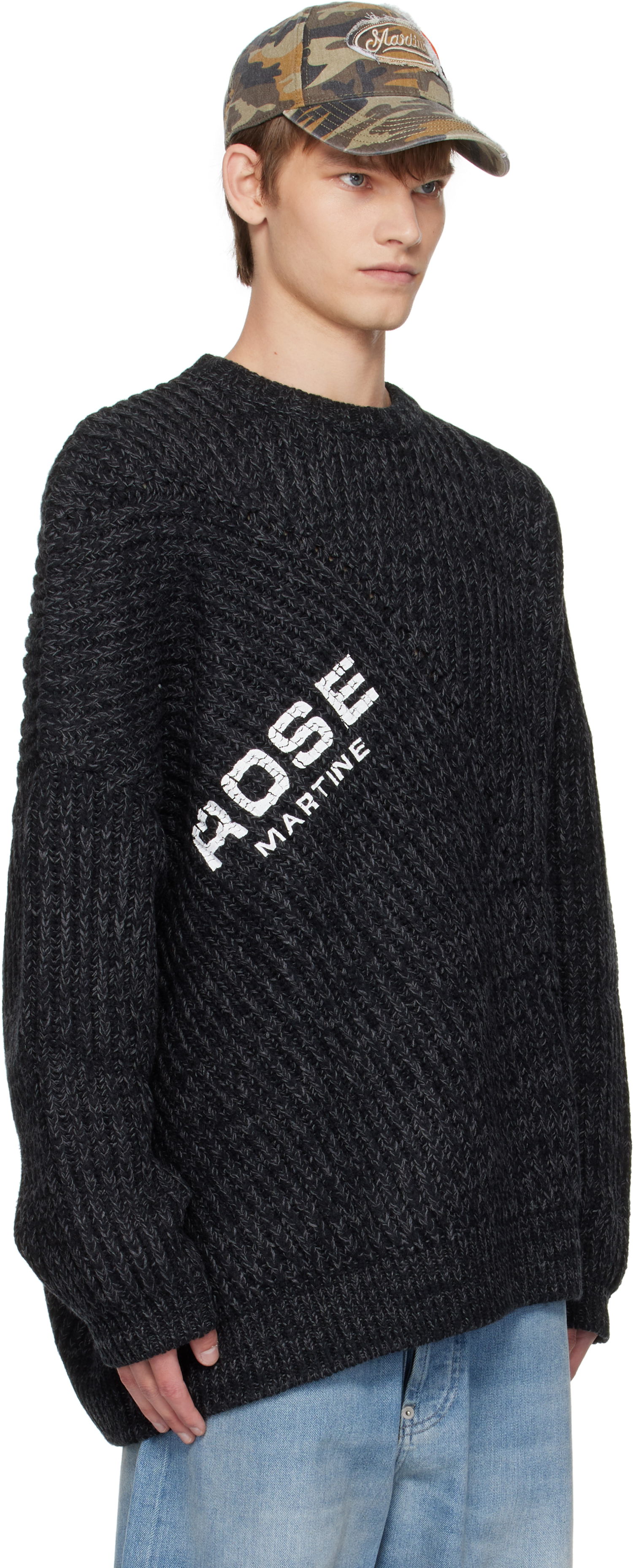 Пуловер Martine Rose Martine Rose Engineered Fisherman Rib Sweater Черно | 971YA03053, 1