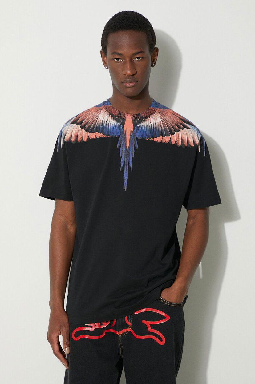 Тениска Marcelo Burlon Icon Wings Print T-Shirt Черно | CMAA056S24JER0011026