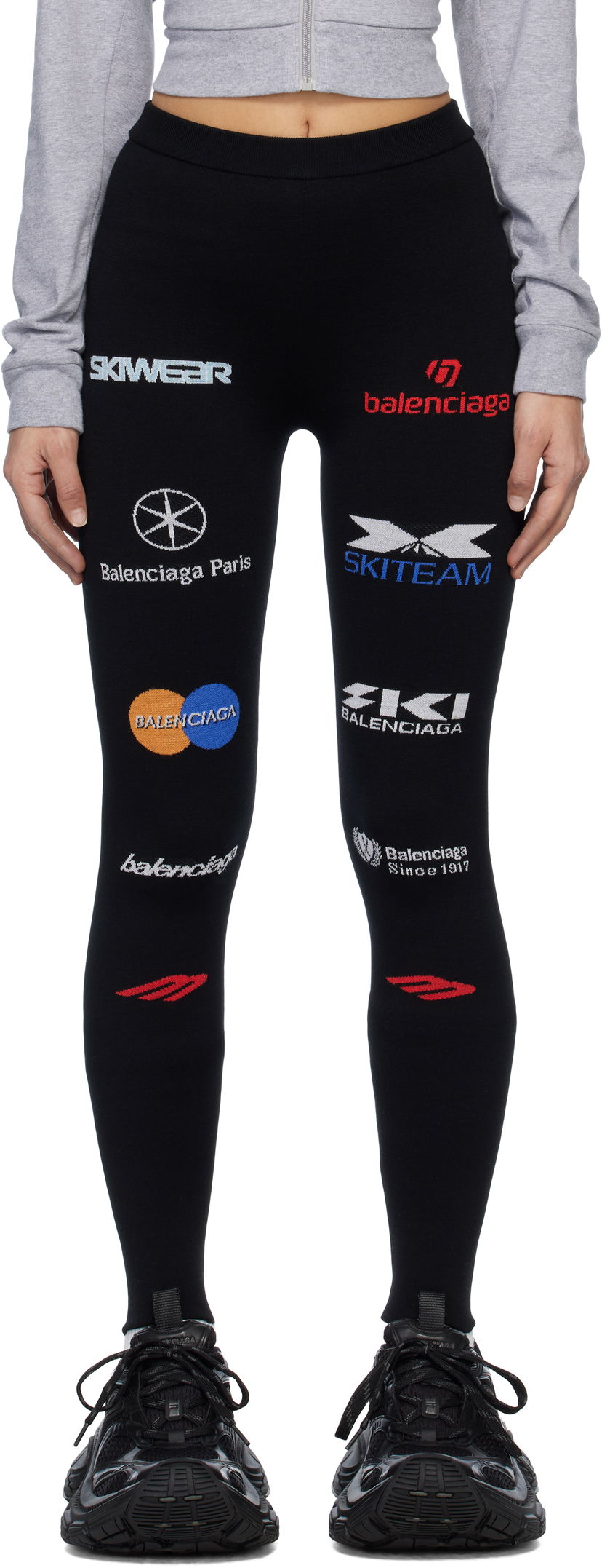 Клинове Balenciaga Black Ski Logo Leggings Черно | 799927-T1699-2771