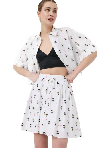 Пола KARL LAGERFELD KLXDisney Poplin Skirt Бяло | 231W1290