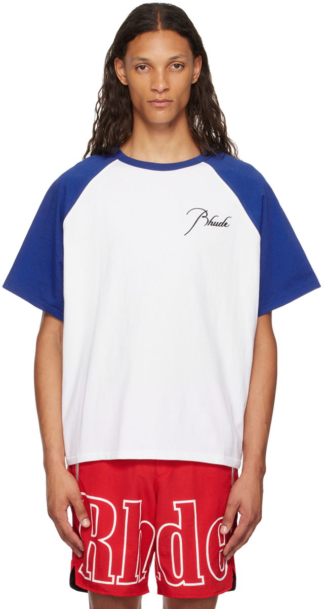 Blue & White Raglan Logo T-Shirt