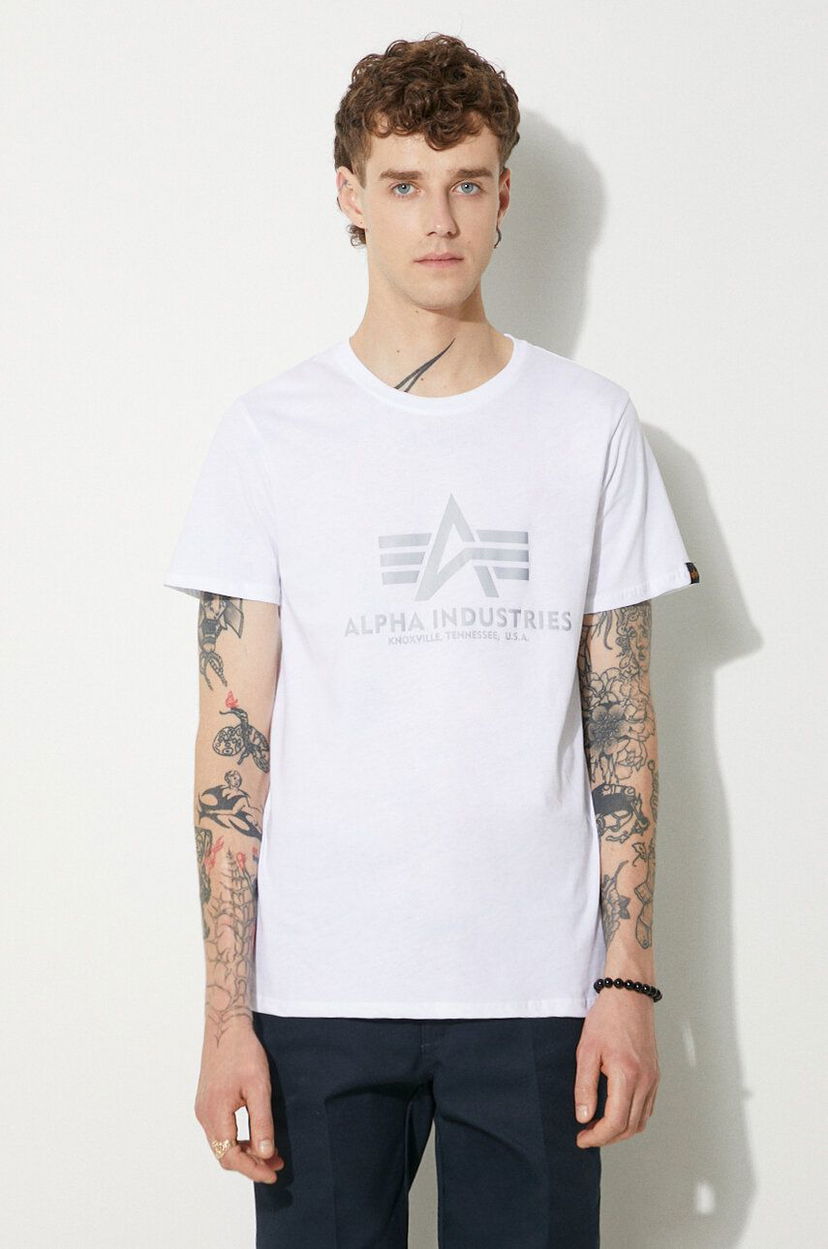 Тениска Alpha Industries Reflective Print T-Shirt With Print Бяло | 100501RP.09