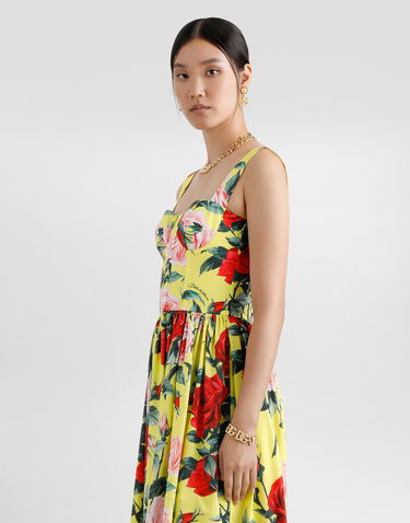 Pокля Dolce & Gabbana Dolce & Gabbana Rose Print Cotton Midi Sundress Жълто | F6ZT1THS5TFHG5JD, 3