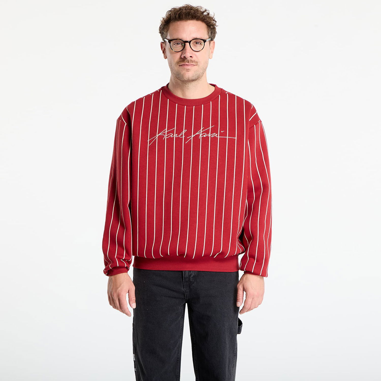 Суитчър Karl Kani Karl Kani Autograph Pinstripe Crewneck Sweatshirt Червено | PD00007595, 0