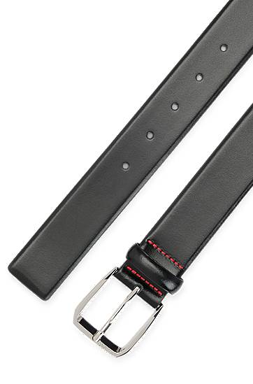 Колани BOSS Italian-leather belt with branded buckle Черно | 50522498, 1