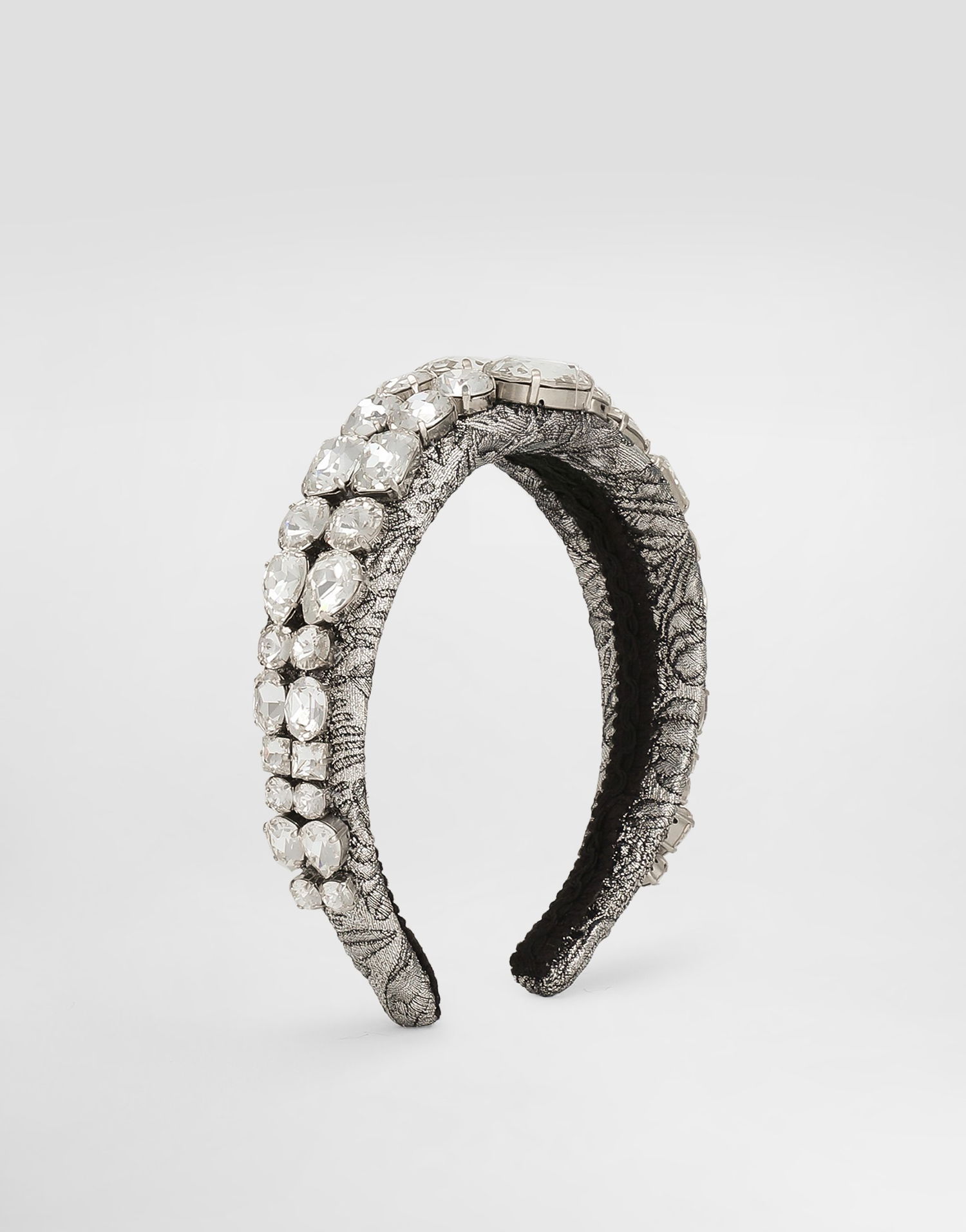 Аксесоари Dolce & Gabbana Floral Jacquard Embroidered Headband with Crystal Embellishment Металик | FY367ZGDDDMS8400, 0