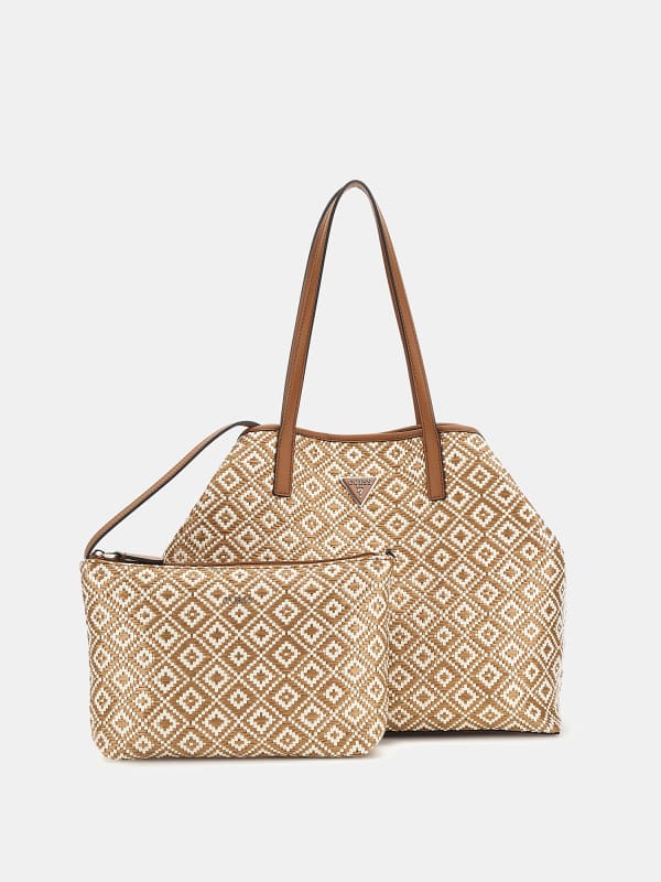 Дамска чанта GUESS Vikky Raffia Shopper Бежово | HWWR9318290, 0