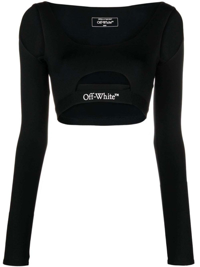 Съкратен топ Off-White Cut-Out Cropped T-Shirt Black Черно | OWVB034F23JER0011001