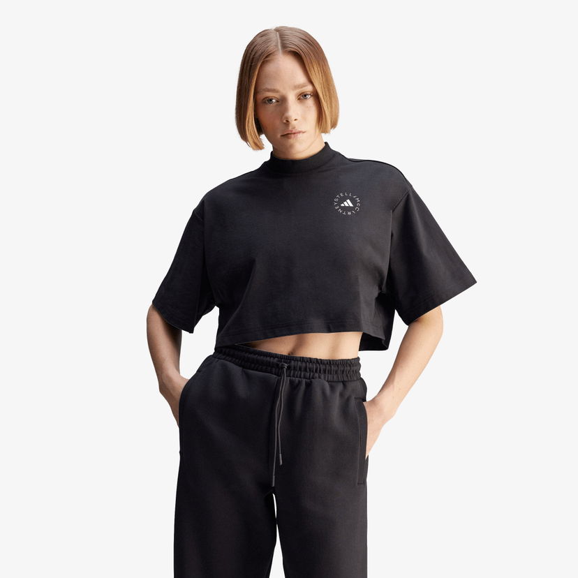 Тениска adidas Originals Stella McCartney Cropped Mock Neck T-Shirt Черно | JJ0080