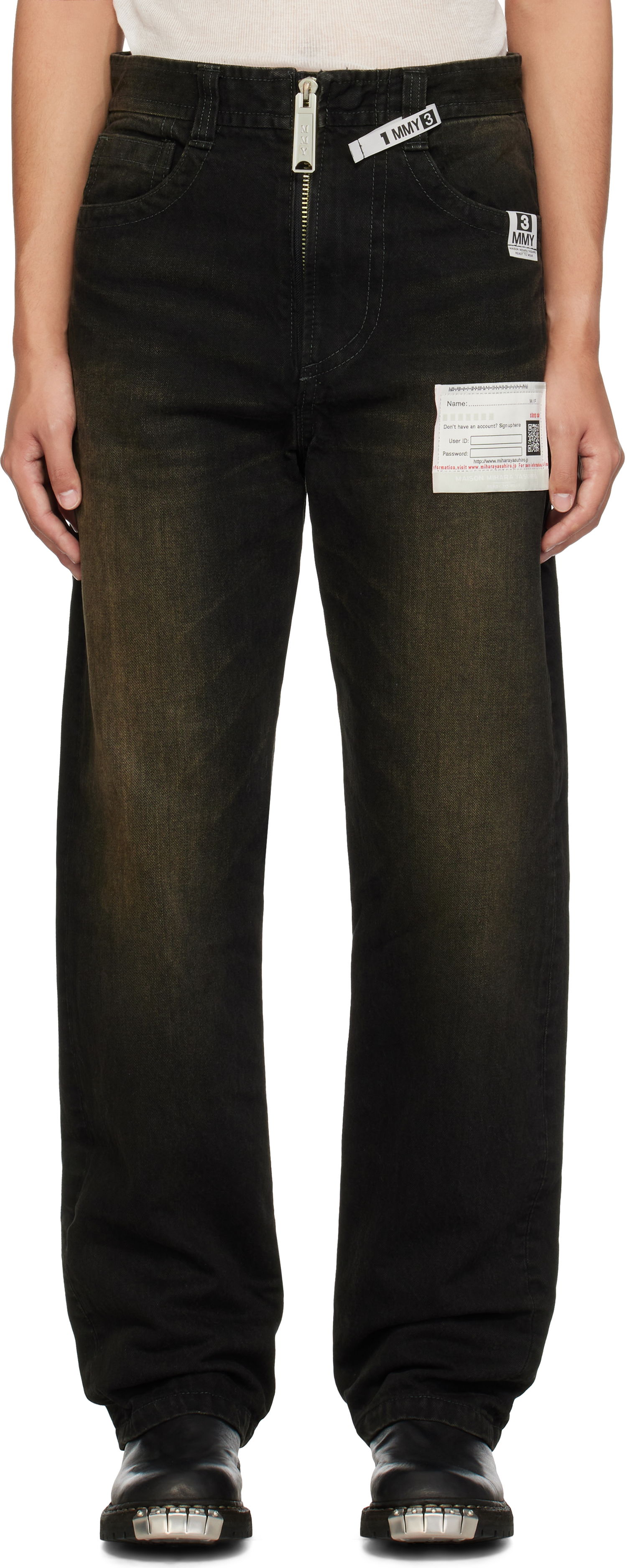 Дънки Maison MIHARA YASUHIRO Amateur Sewn Jeans Черно | A13PT022, 0