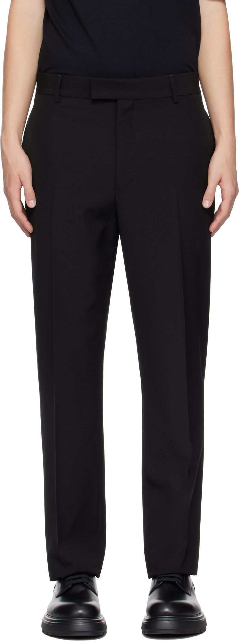 Панталони FERRAGAMO Flat Front Trousers Черно | 776972