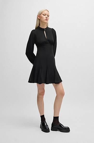 Pокля BOSS Women's Crepe Dress with Buttoned Stand Collar Черно | 50522326, 1