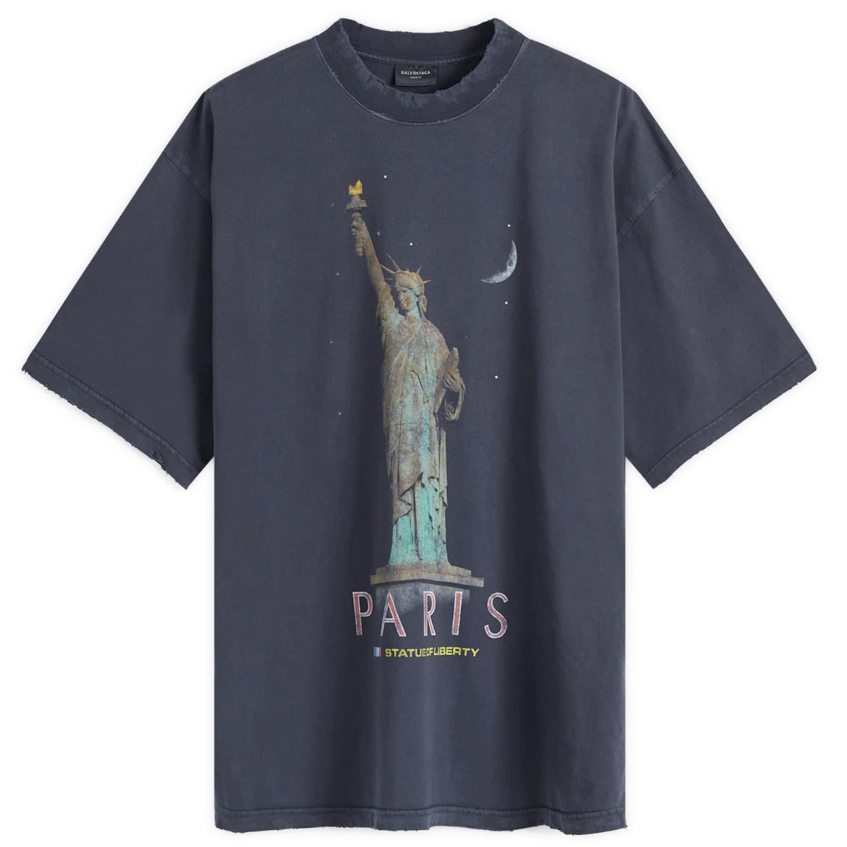 Тениска Balenciaga Statue of Liberty Graphic Print T-Shirt Черно | 764235-TQVR9-1083, 0