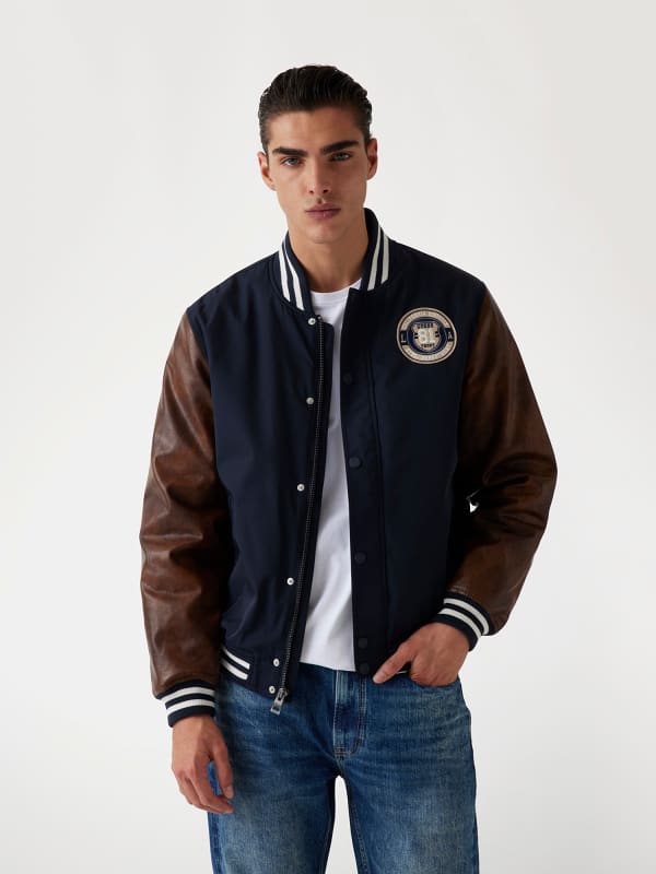 Яке бомбър GUESS Navy Blue Twill College Jacket Синьо | M5RL19WGU82, 0