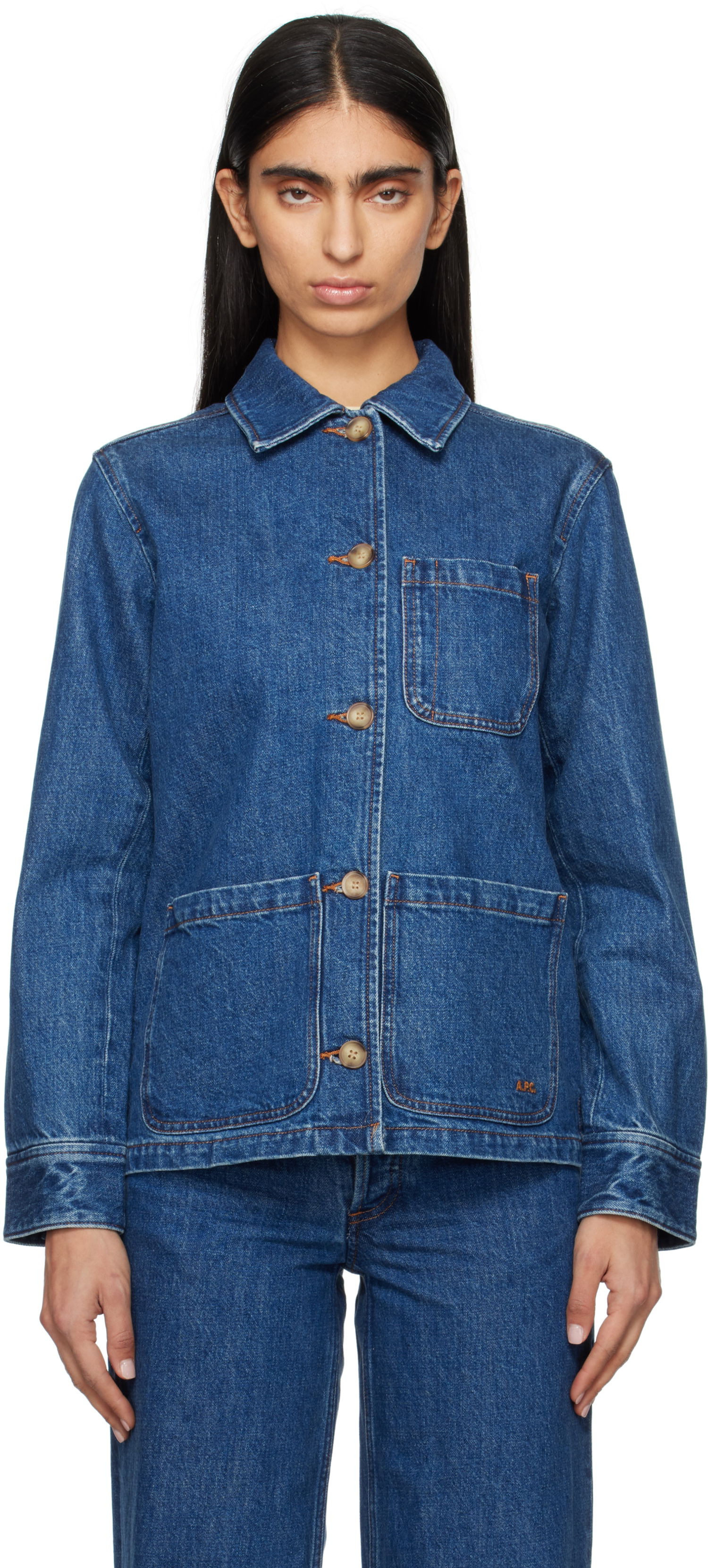 Яке A.P.C. Silvana Logo Denim Jacket Синьо | COHTD-F02821, 0