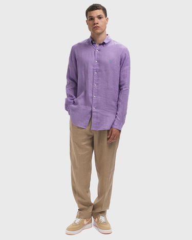 Риза Polo by Ralph Lauren Long Sleeve Linen Custom Fit Button-Down Sport Shirt Лилаво | 710966294028, 2