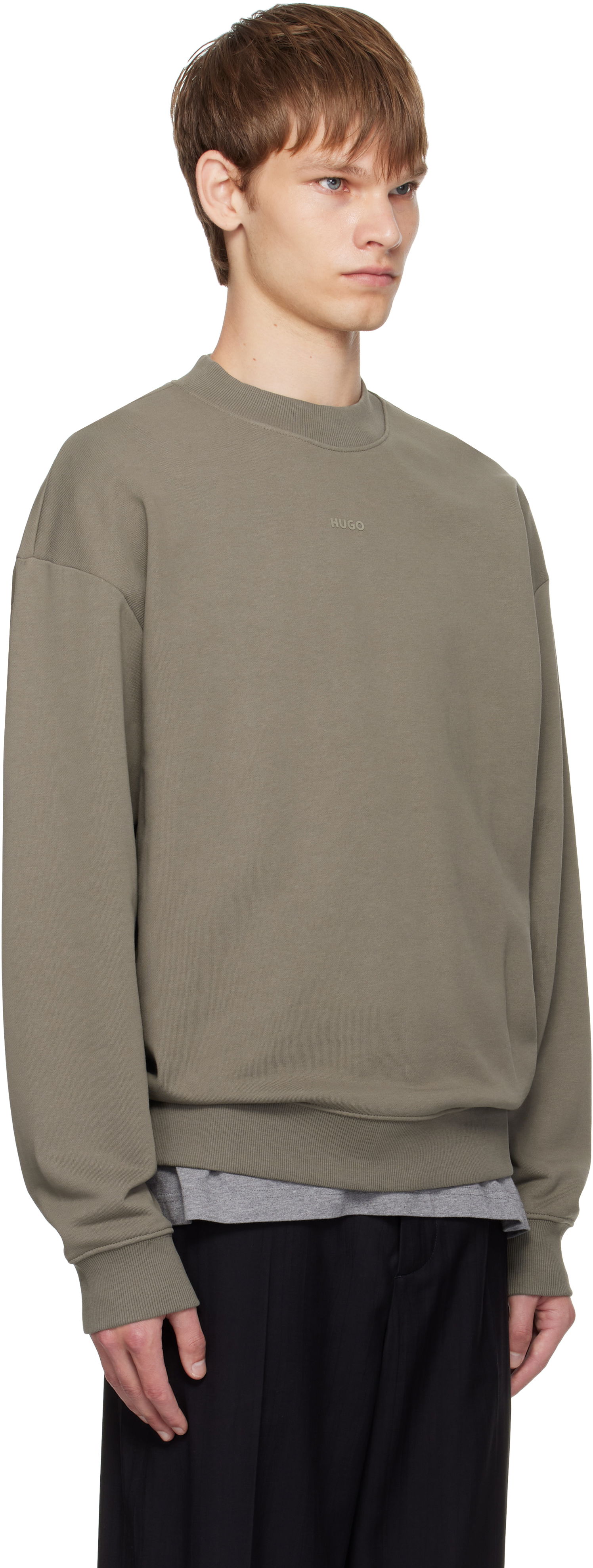 Пуловер BOSS Cotton-Terry Logo Sweater Черно | 50525892, 1