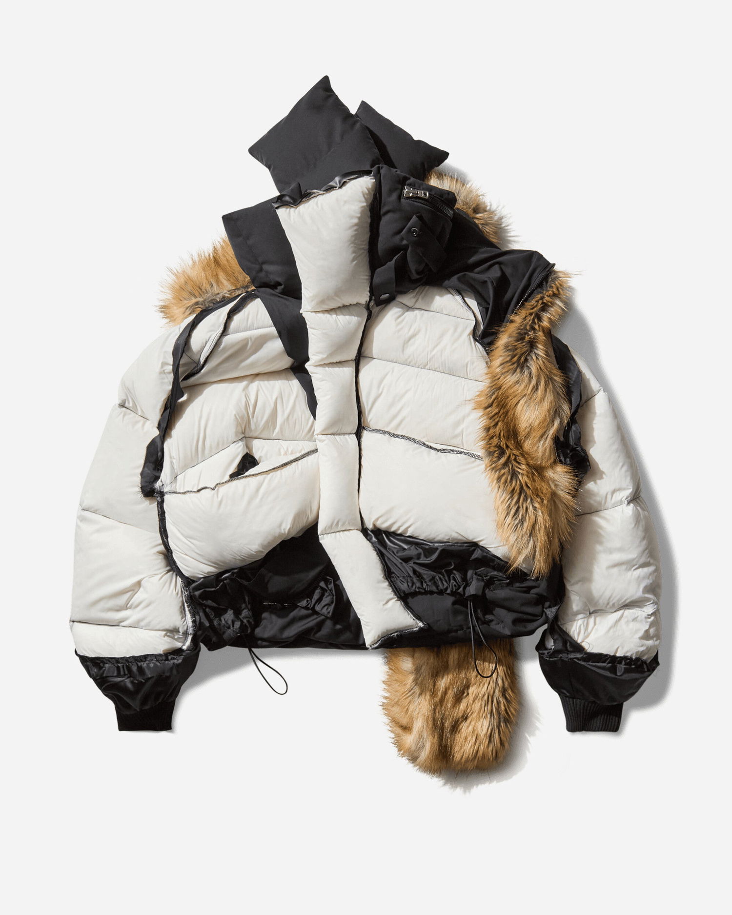 Пухо яке Ottolinger Deconstructed Puffer Jacket with Faux Fur Stole Бяло | 10970340901 5, 1
