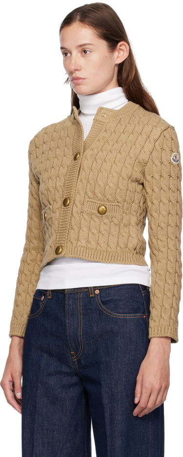 Пуловер Moncler Moncler Cotton Blend Knit Cropped Cardigan Бежово | 0939B00004M7105, 3