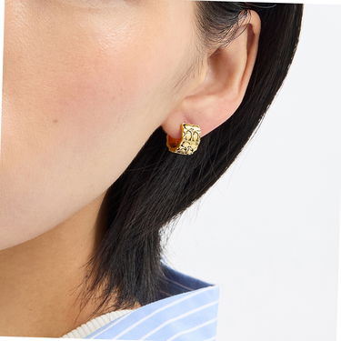 Голяма пазарска чанта Coach Quilted Logo Huggie Earrings Бяло | 37341903GLD230, 1
