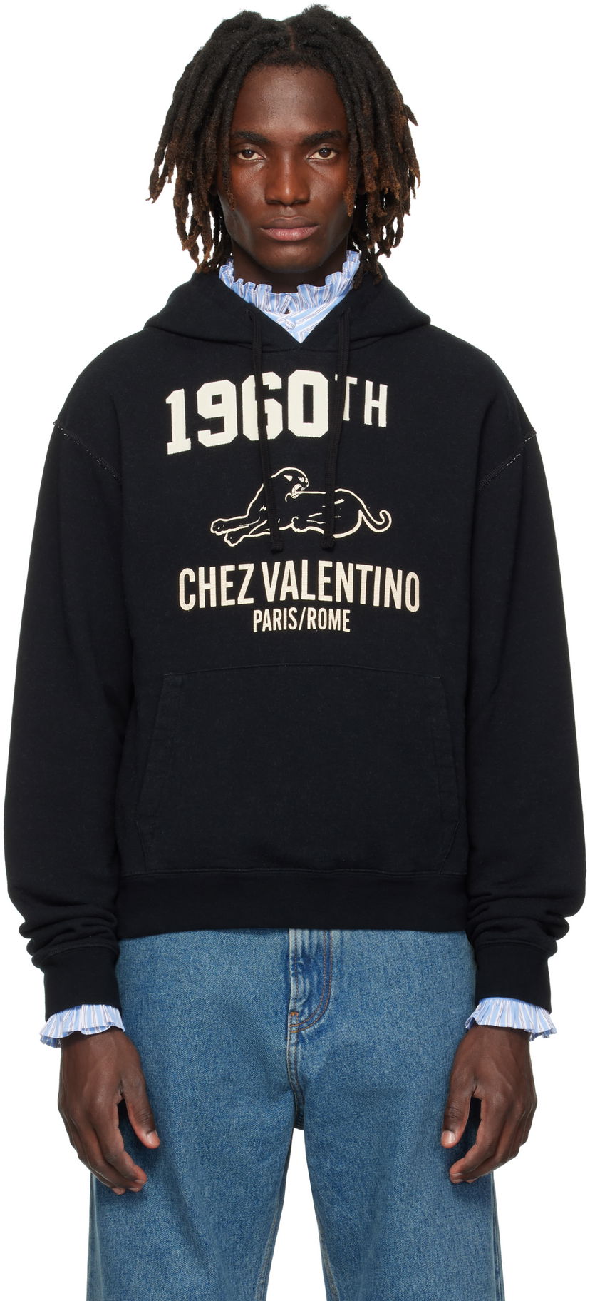 Суитчър Valentino Valentino 'Chez Valentino' Hoodie Черно | 7V3MF29MB1M
