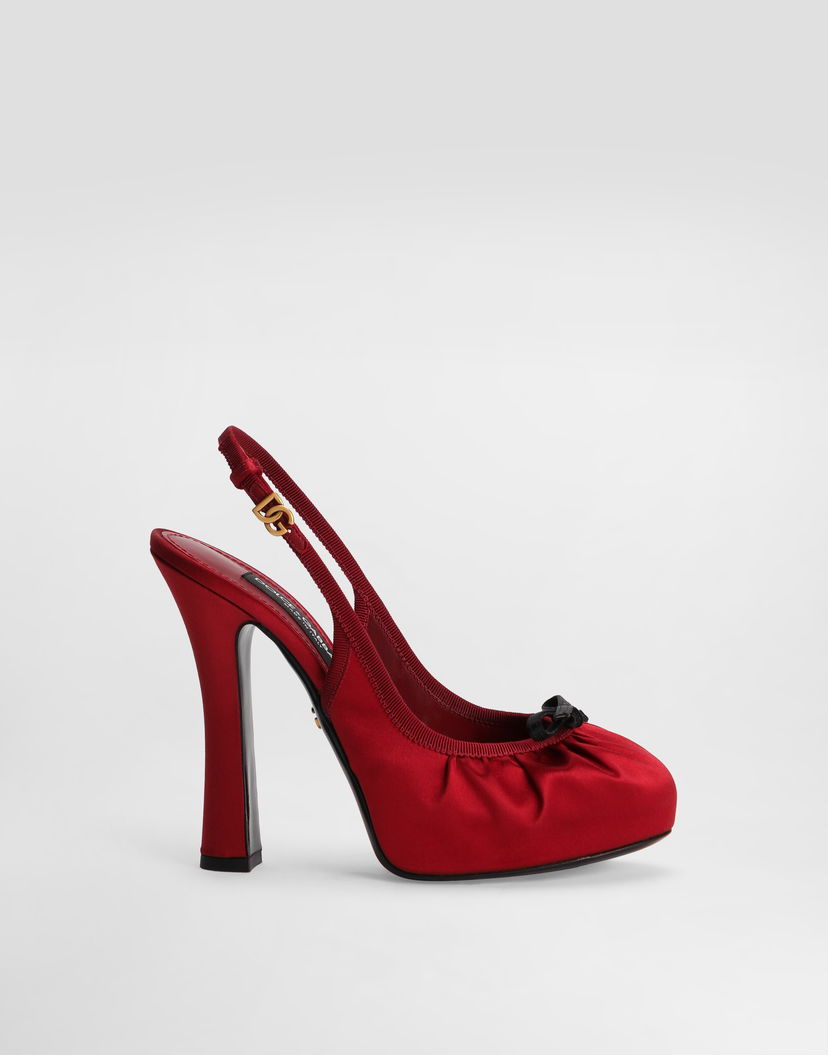 Кецове и обувки Dolce & Gabbana Dolce & Gabbana Satin Slingbacks with Bow Detail Червено | CG0927AD1608S652