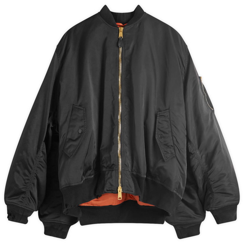 Яке бомбър Balenciaga Double Sleeve Nylon Bomber Jacket Черно | 790763-TYD31-1000