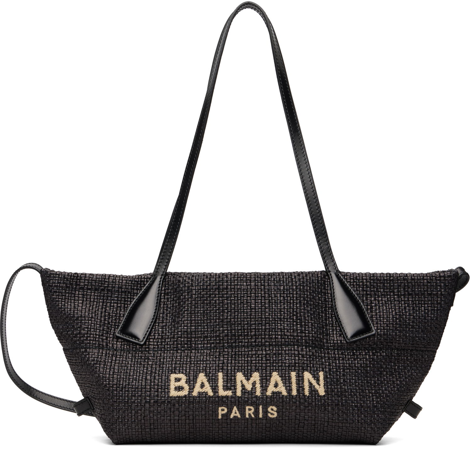 Голяма пазарска чанта Balmain Small Track Woven Tote Черно | GN1FD039TRAA, 0