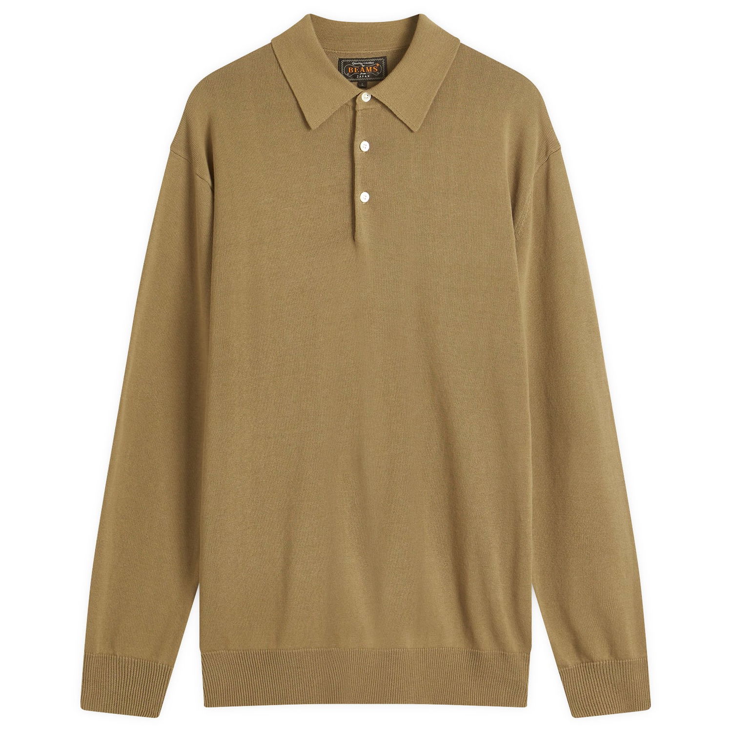 Пуловер BEAMS Beams Plus 12g Knit Long Sleeve Polo Shirt, Size Large Зелено | 3812-0005-156-26, 0