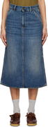 Single Knee Denim Midi Skirt
