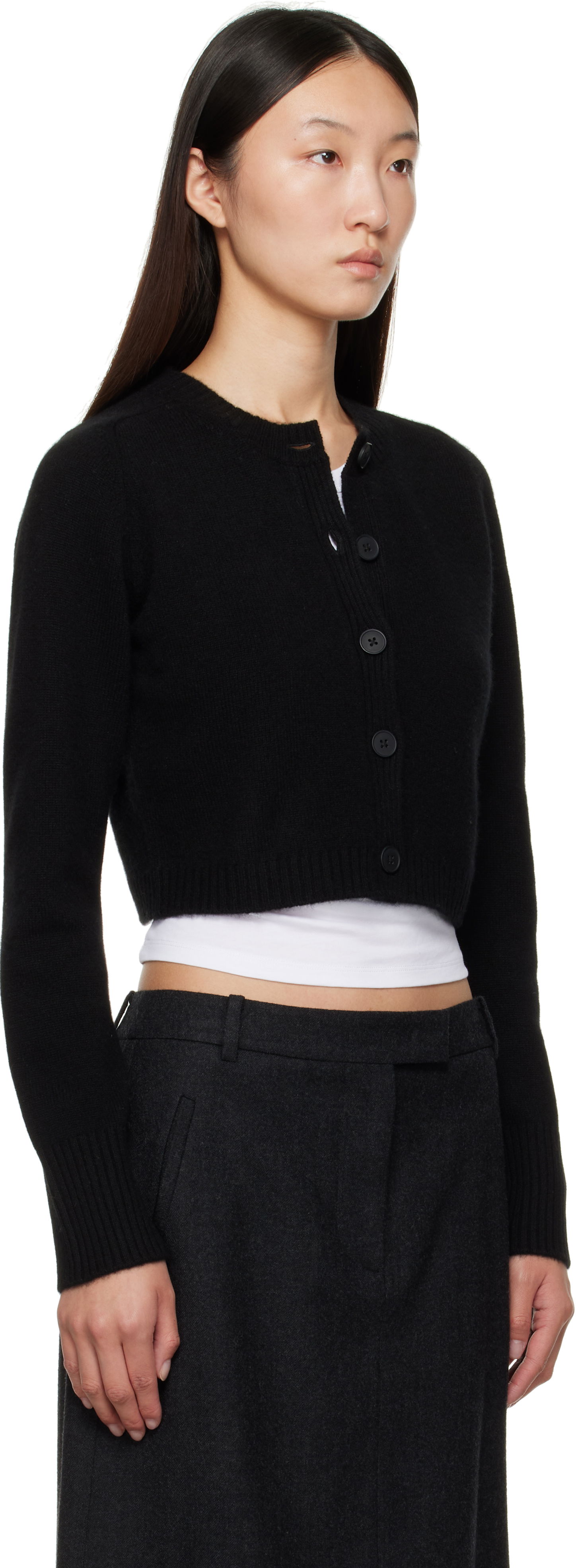 Пуловер Loulou de Saison Loulou de Saison Zephir Cashmere Cropped Cardigan Черно | ZEPHIR LDS, 1