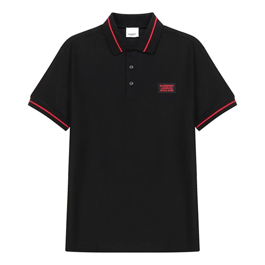 Поло тениска Burberry Cotton Short Sleeve Polo Shirt Черно | 80259721, 0