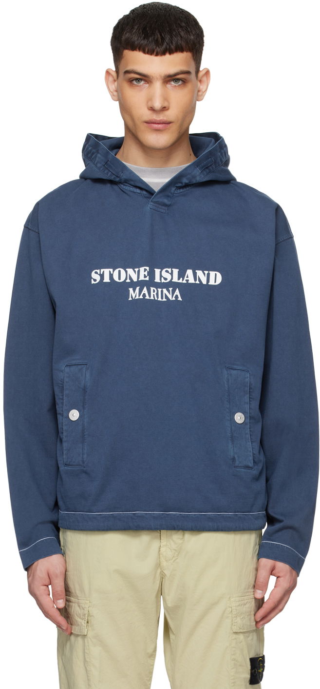 Суитчър Stone Island Navy Old Treatment Hoodie Синьо | 8015615X2, 0