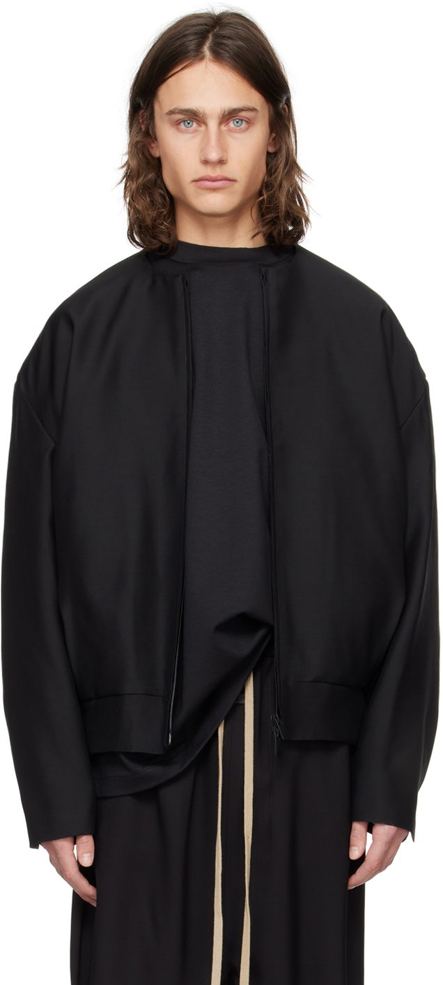 Яке бомбър Fear of God Black Collarless Bomber Jacket Черно | FG830-079WOS