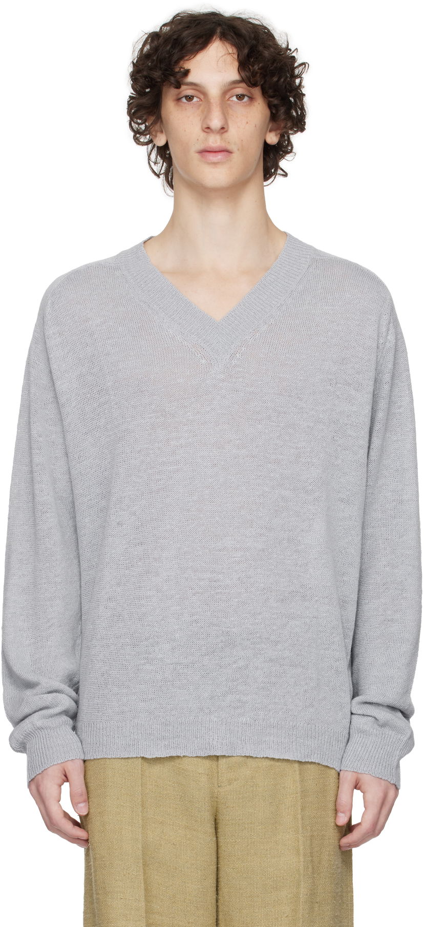 Пуловер OUR LEGACY Our Legacy Rue V-Neck Sweater Сиво | M2253RB