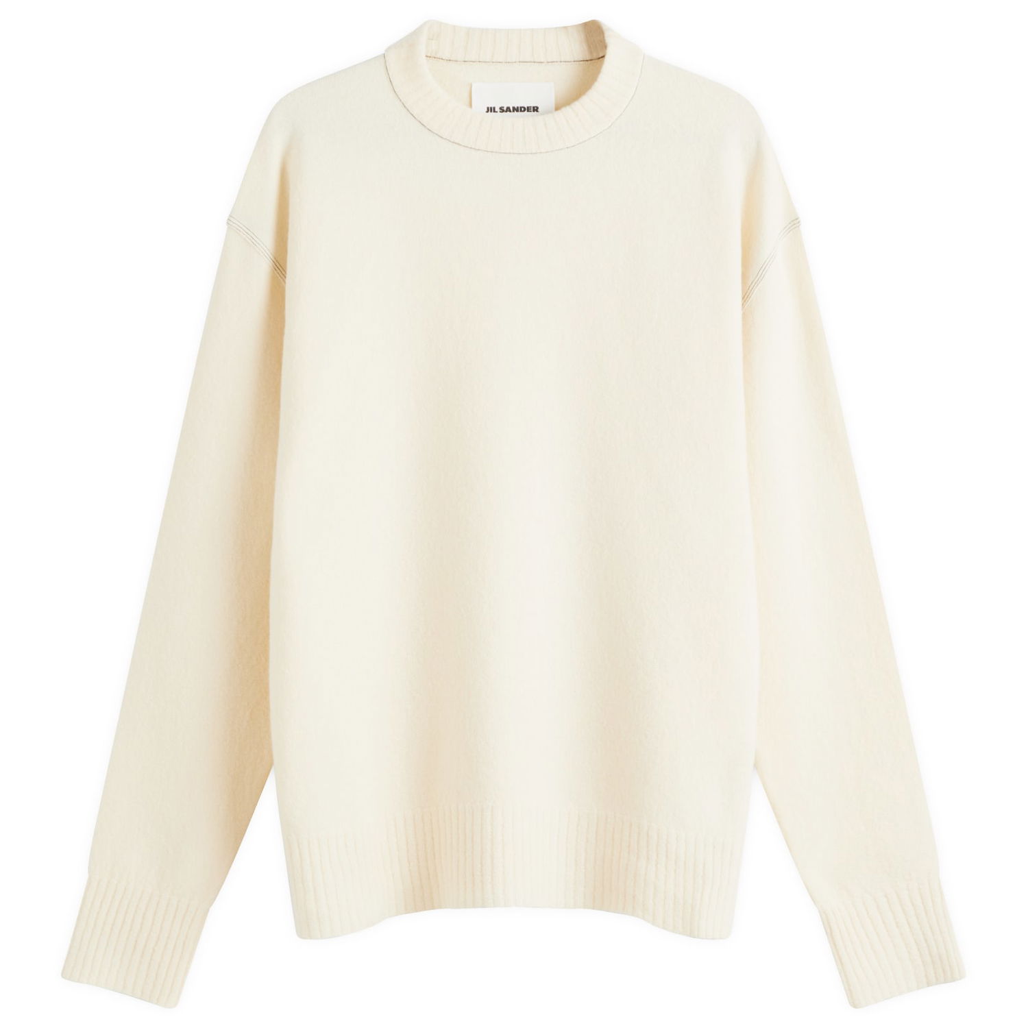 Пуловер Jil Sander Jil Sander Men's Contrast Stitch Merino Wool Crew Knit Бяло | J22GP0244-J14761-109, 1