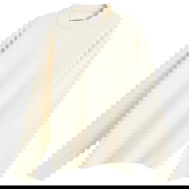 Пуловер Jil Sander Jil Sander Men's Contrast Stitch Merino Wool Crew Knit Бяло | J22GP0244-J14761-109, 1