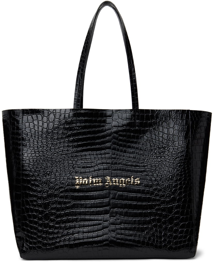 Голяма пазарска чанта Palm Angels Shopping M Tote Черно | PMNA075R24LEA0011076