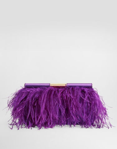 Чанта през рамо Dolce & Gabbana Marlene Satin and Feather Shoulder and Crossbody Bag Лилаво | BB7672AO21687623, 2
