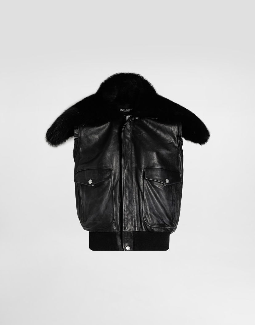 Жилетка Dolce & Gabbana Dolce & Gabbana Vintage Fur Collar Leather Vest Черно | F9T18LGDDD4N0000