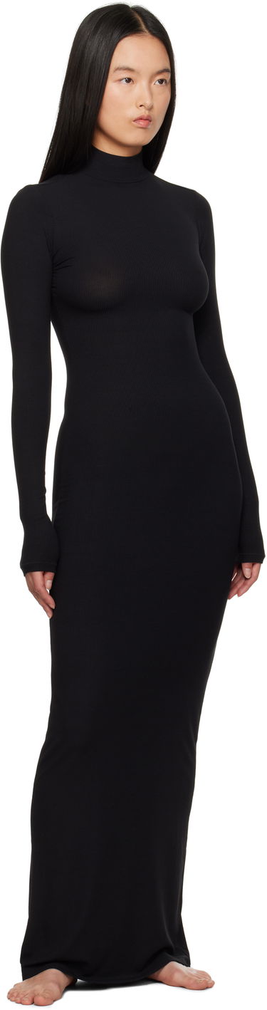 Pокля SKIMS Soft Lounge Turtleneck Maxi Dress Черно | DS-DRS-6331W, 3