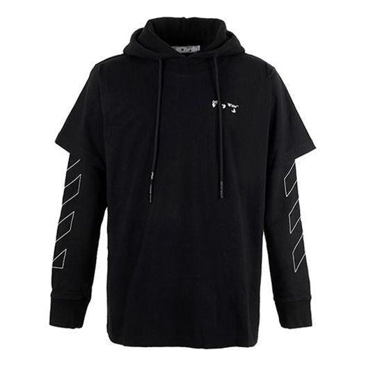 Суитчър Off-White Stripe Logo Loose Fit Hoodie Черно | OMBB051F20FLE0011001