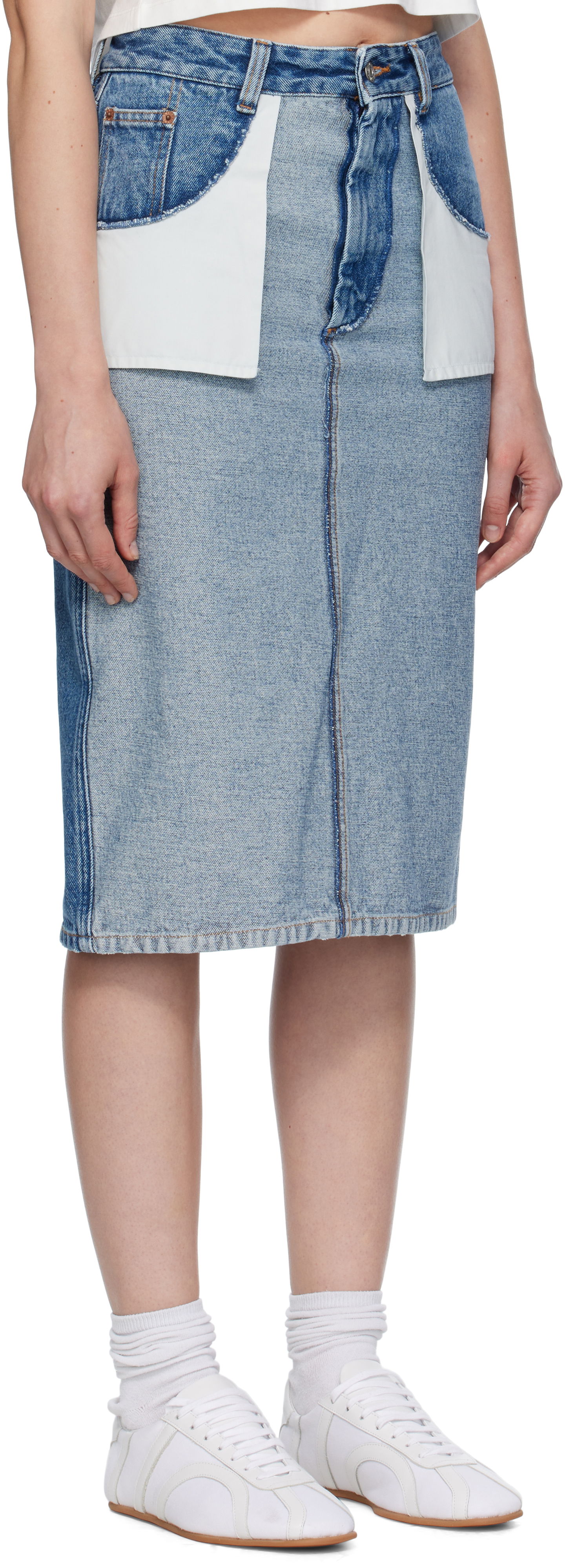 Пола Maison Margiela MM6 Maison Margiela Faded Denim Midi Skirt Синьо | S52ME0024 M30018, 1